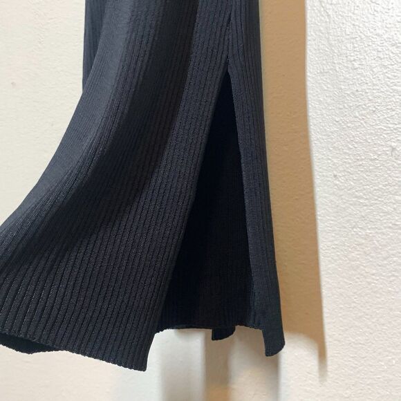 Michael Costello x Revolve Elizabeth Pants XS Black Rib Knit Flare Slit - Picture 3 of 7